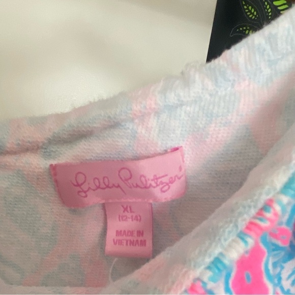 Lilly Pulitzer Pink Blue Seashell Print One Shoulder Ruffle Shorts Terry Romper - Picture 10 of 13